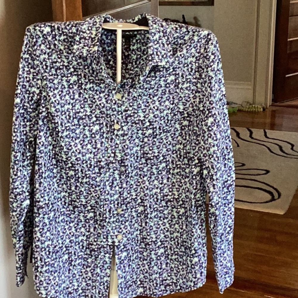 Talbots light fabric floral button down. Never worn. Retail 79.50
